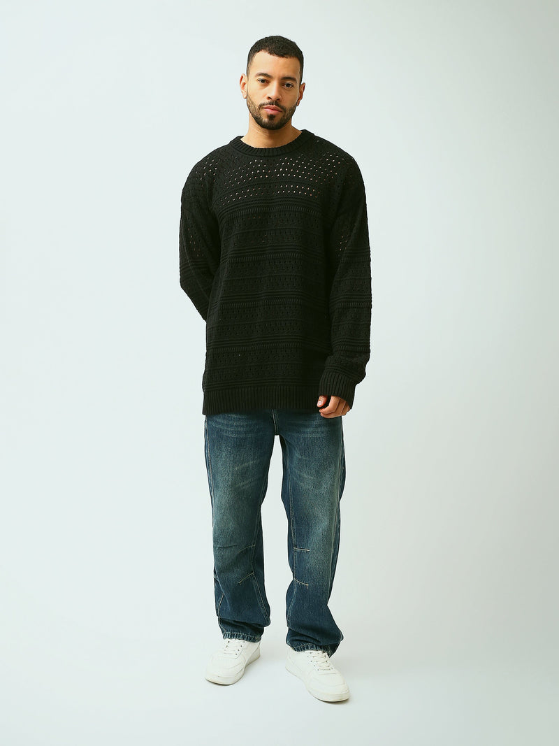 Pull Homme en Maille Ajourée à Col Rond – Style Casual Chic - PUL26WPPR27952TM1