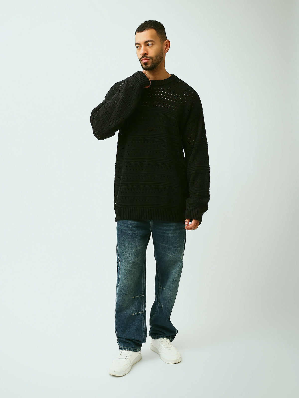 Pull Homme en Maille Ajourée à Col Rond – Style Casual Chic - PUL26WPPR27952TM1