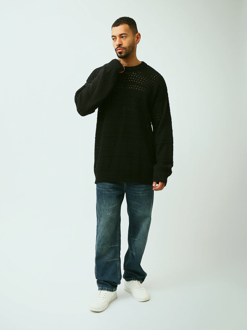 Pull Homme en Maille Ajourée à Col Rond – Style Casual Chic - PUL26WPPR27952TM1
