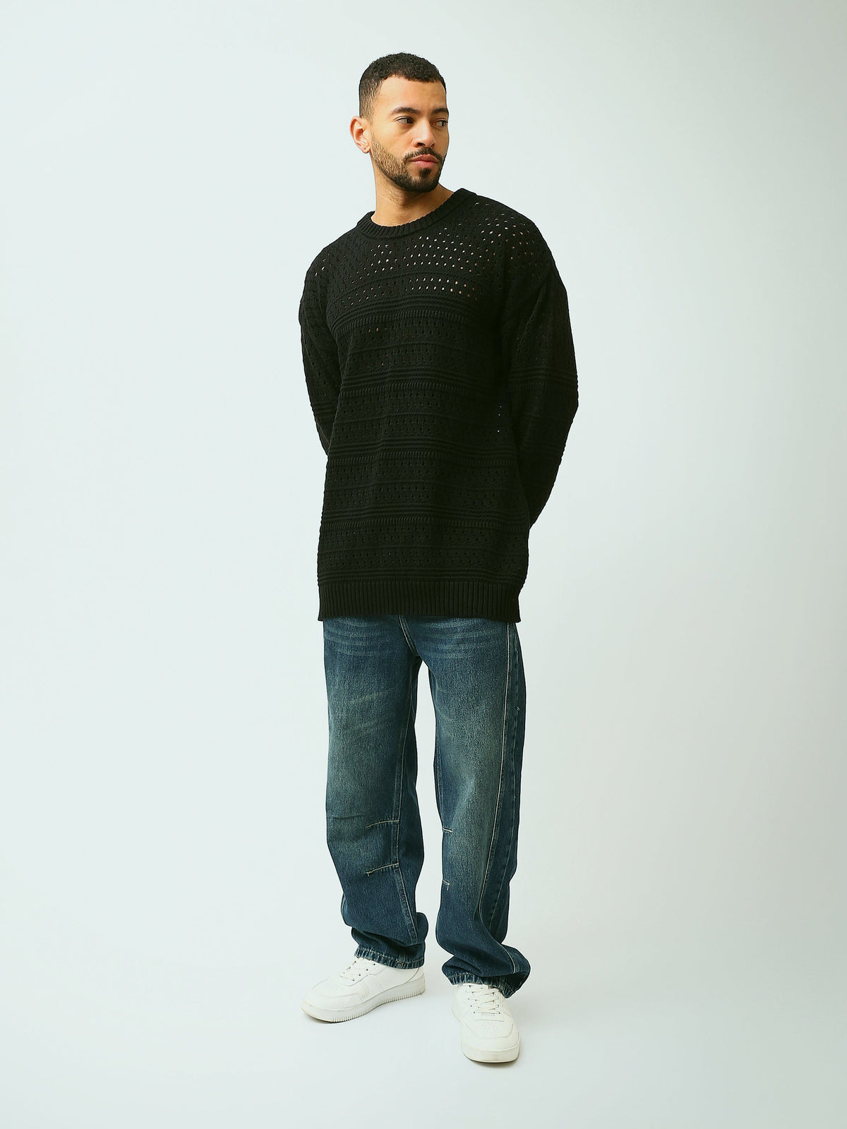 Pull Homme en Maille Ajourée à Col Rond – Style Casual Chic - PUL26WPPR27952TM1