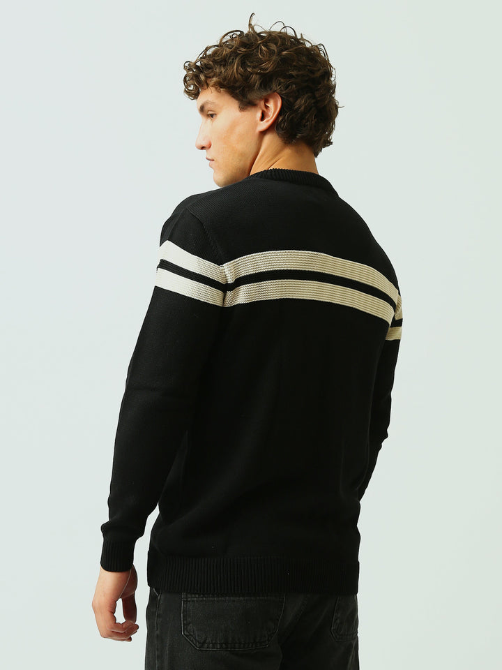 Pull Homme en Maille à Rayures Horizontales et Col Rond - PUL26WPSR27919TM1
