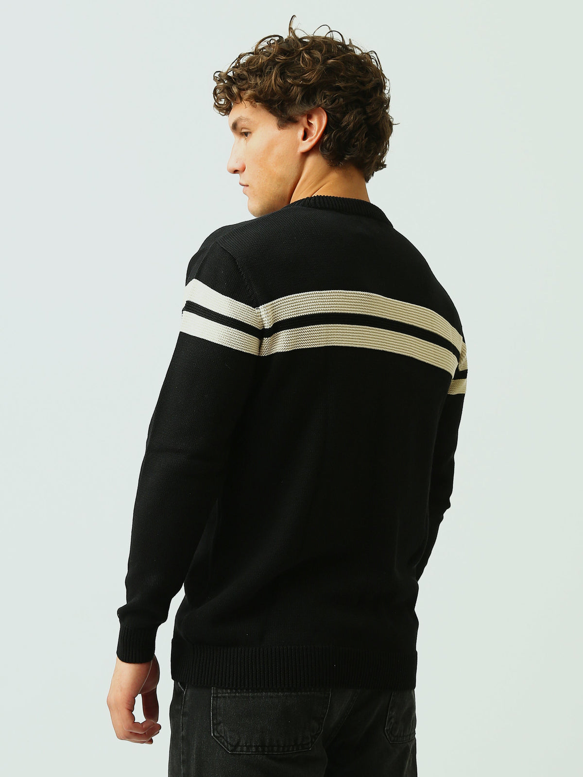 Pull Homme en Maille à Rayures Horizontales et Col Rond - PUL26WPSR27919TM1