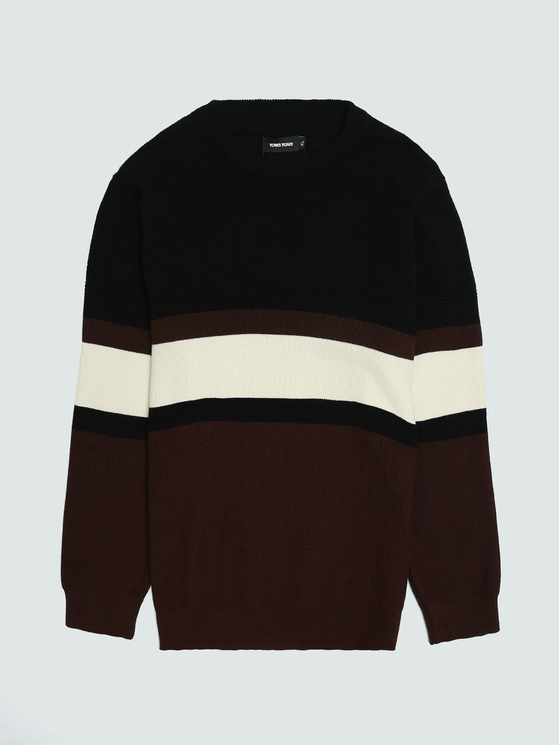 Pull Homme en Maille à Rayures Horizontales et Col Rond - PUL26WPSR27927TM1