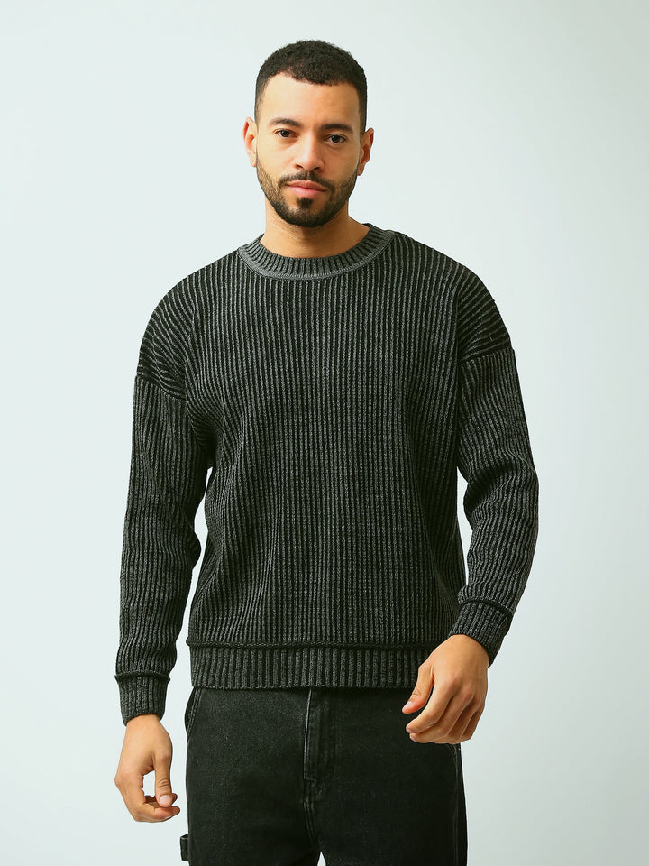 Pull Homme en Maille Côtelée à Col Rond – Style Moderne - PUL26WPWR27902TM1