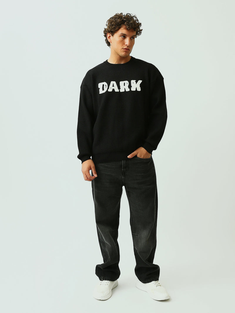 Pull Homme Oversize en Maille Texturée avec Inscription DARK - PUL26WPXR27900TM1