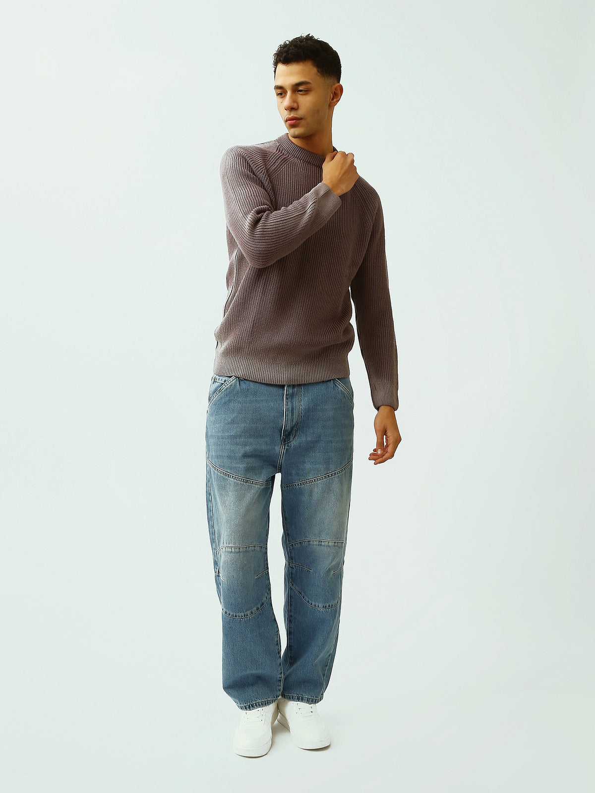 Pull Homme en Maille Côtelée à Col Rond – Style Casual Chic - PUL26WPXR27923TM1