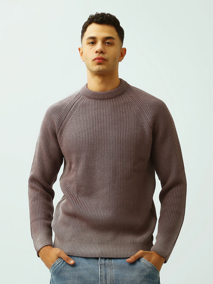 Pull Homme en Maille Côtelée à Col Rond – Style Casual Chic - PUL26WPXR27923TM1