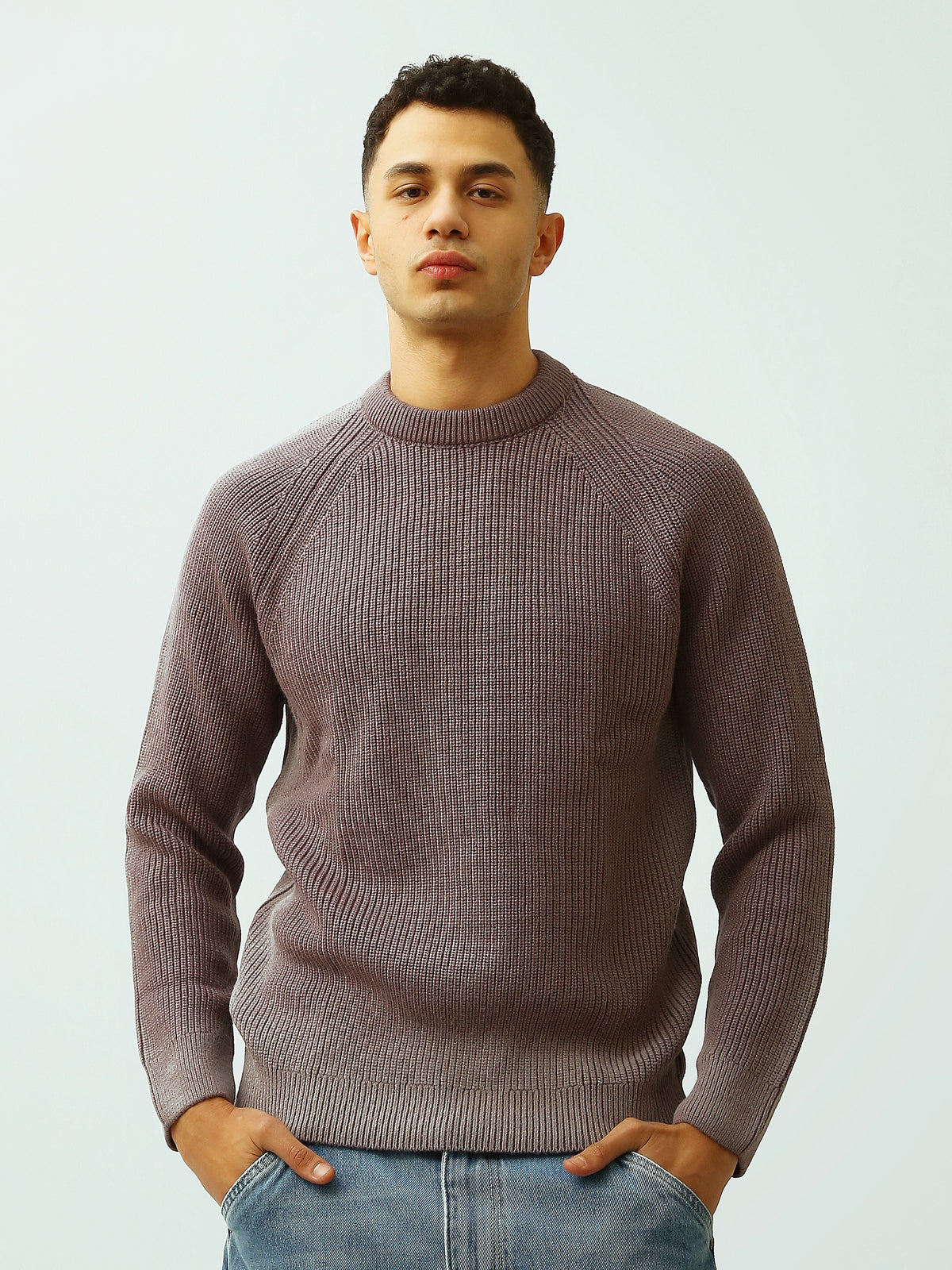 Pull Homme en Maille Côtelée à Col Rond – Style Casual Chic - PUL26WPXR27923TM1