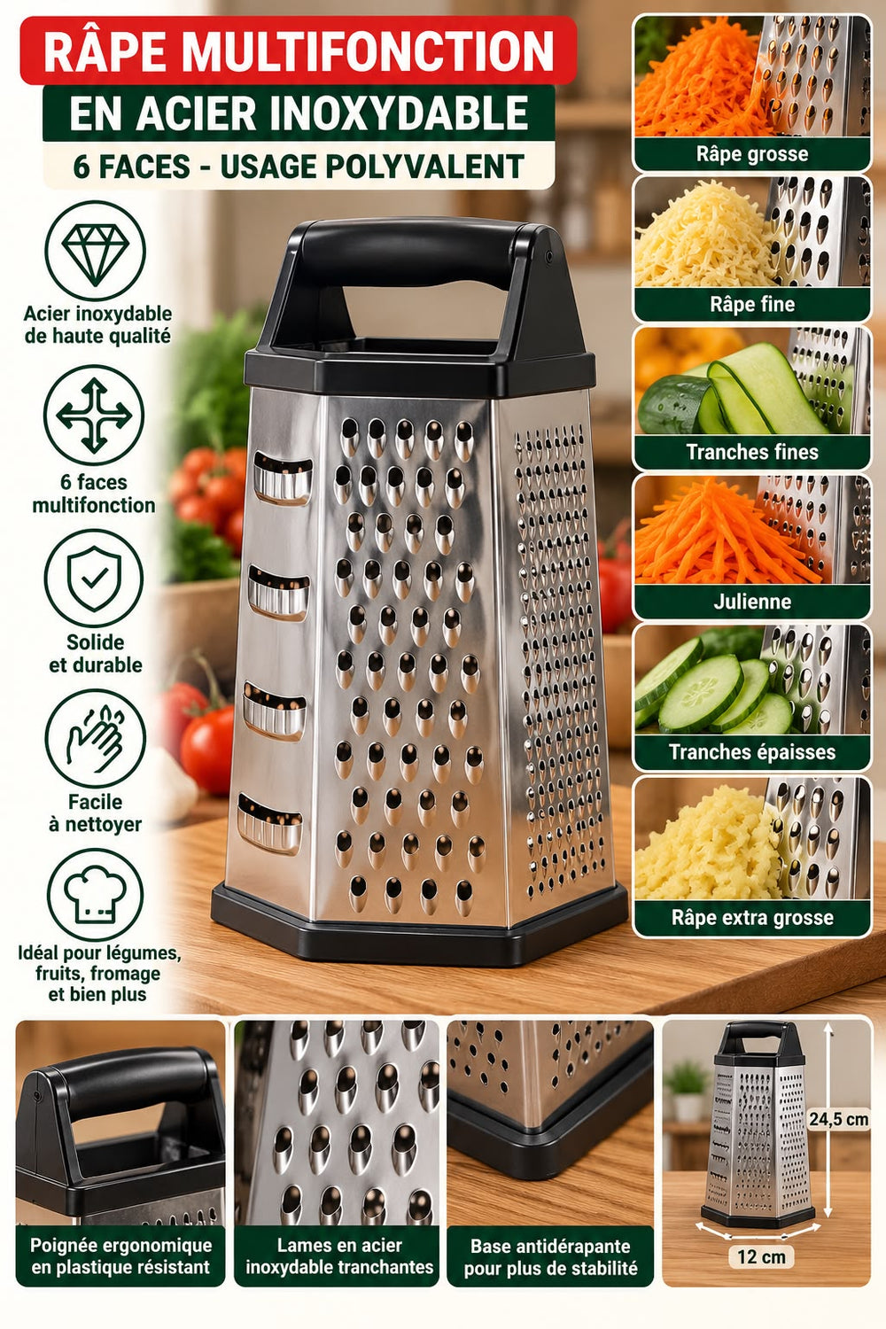 RAPE 6 FACE INOX