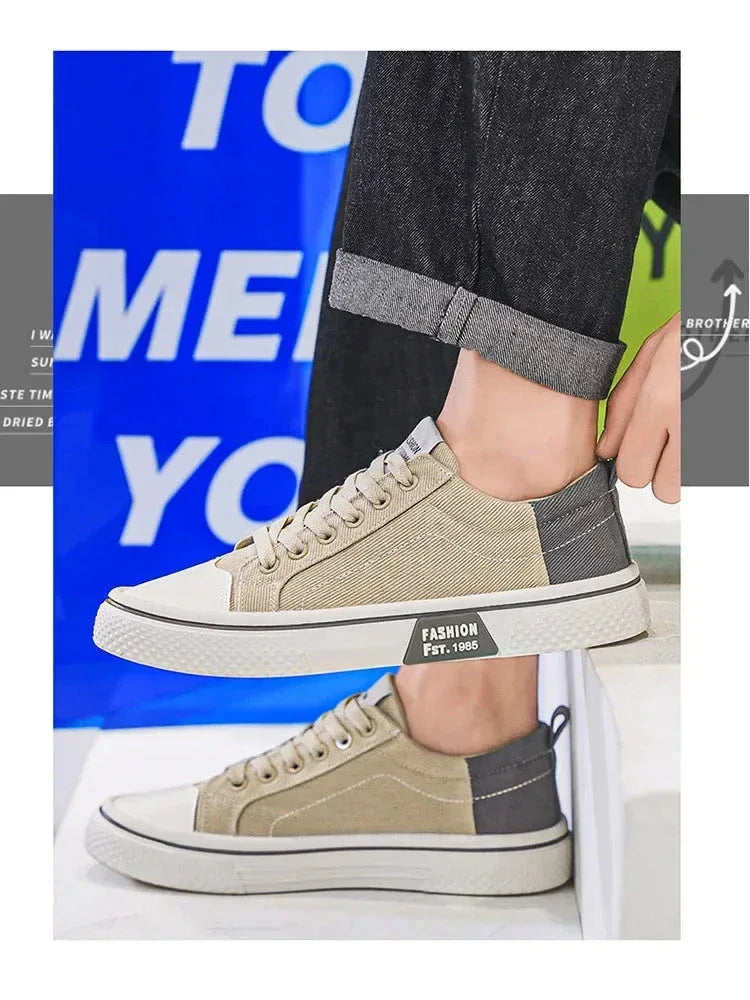 Chaussures Homme en Toile – Sneakers Skateboard Extérieures, Baskets Antidérapantes et Respirantes, Idéales pour la Marche et les Activités Casual - Justyol