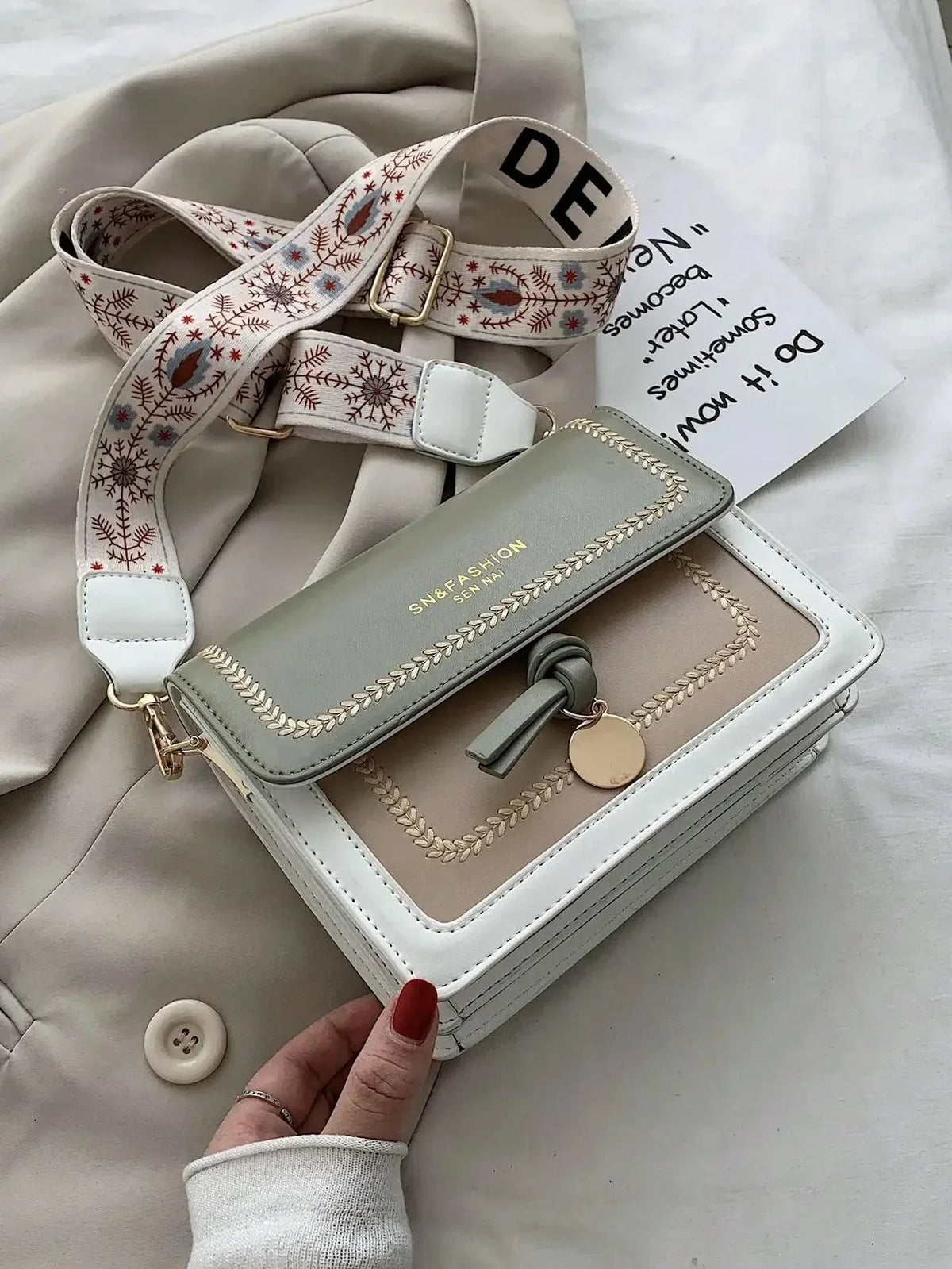 Sac à Main Femme Tendance – Sac Crossbody Petit Carré, Sac Bandoulière avec Bandoulière Large et Couleur Contrastée - Justyol