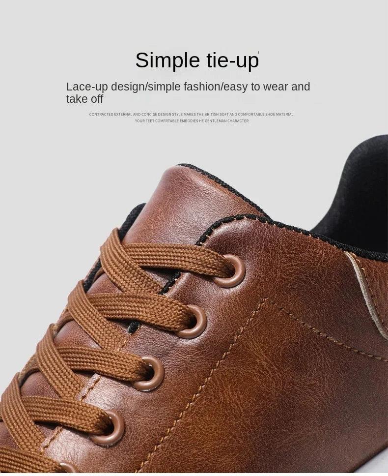 Chaussures Homme en Cuir Classiques – Baskets à Semelle Épaisse, Chaussures de Marche Tendances et Confortables - Justyol