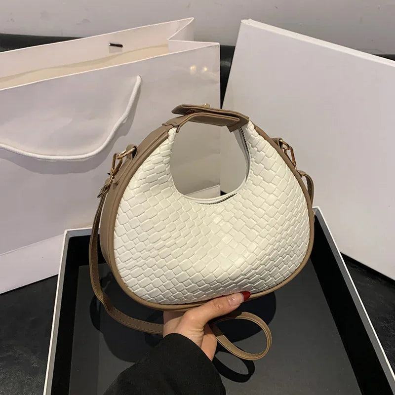 Sac à Main Femme – Sac à Bandoulière PU Cuir à Motif Lattice, Sac Small Crossbody Élégant et Tendance