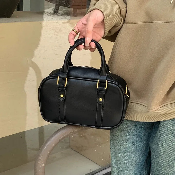 Sac à Main Femme Vintage en Cuir PU – Sac Bandoulière Retro, Sac Croisé à Couleur Unie