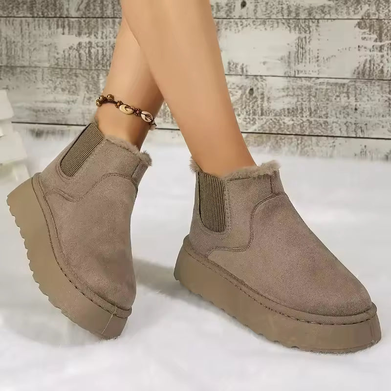 Bottes Femme Casual Hiver avec Texture Veloutée et Semelle Haute – Élégance et Confort - Justyol