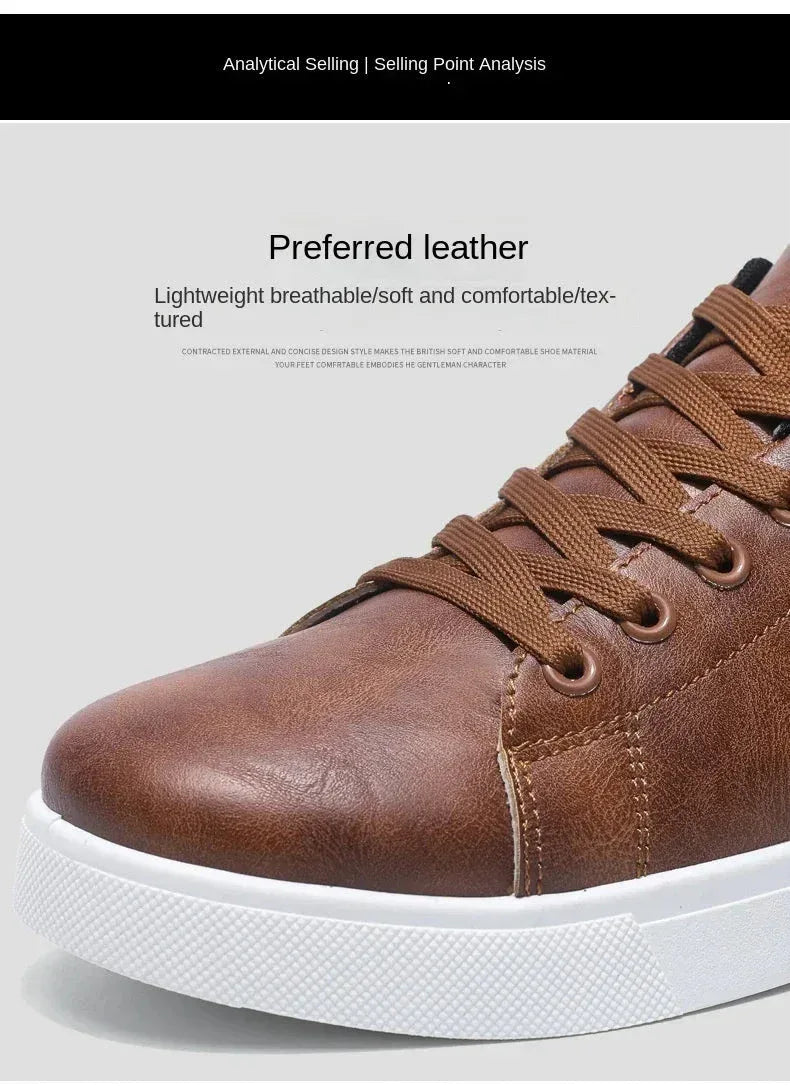 Chaussures Homme en Cuir Classiques – Baskets à Semelle Épaisse, Chaussures de Marche Tendances et Confortables - Justyol
