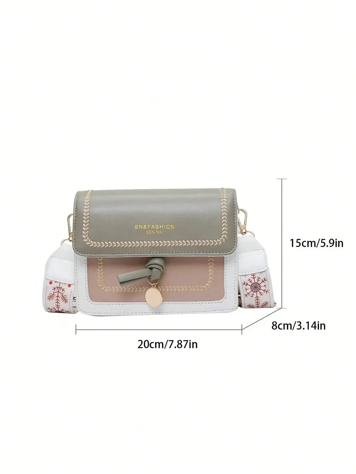 Sac à Main Femme Tendance – Sac Crossbody Petit Carré, Sac Bandoulière avec Bandoulière Large et Couleur Contrastée - Justyol