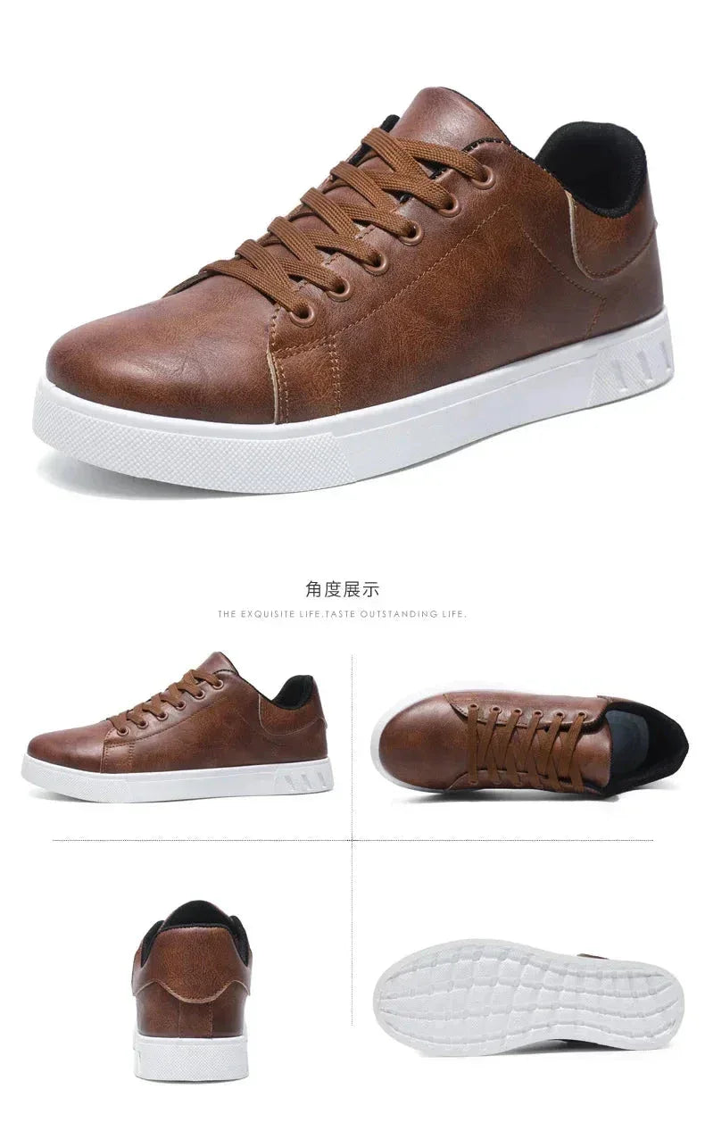 Chaussures Homme en Cuir Classiques – Baskets à Semelle Épaisse, Chaussures de Marche Tendances et Confortables - Justyol