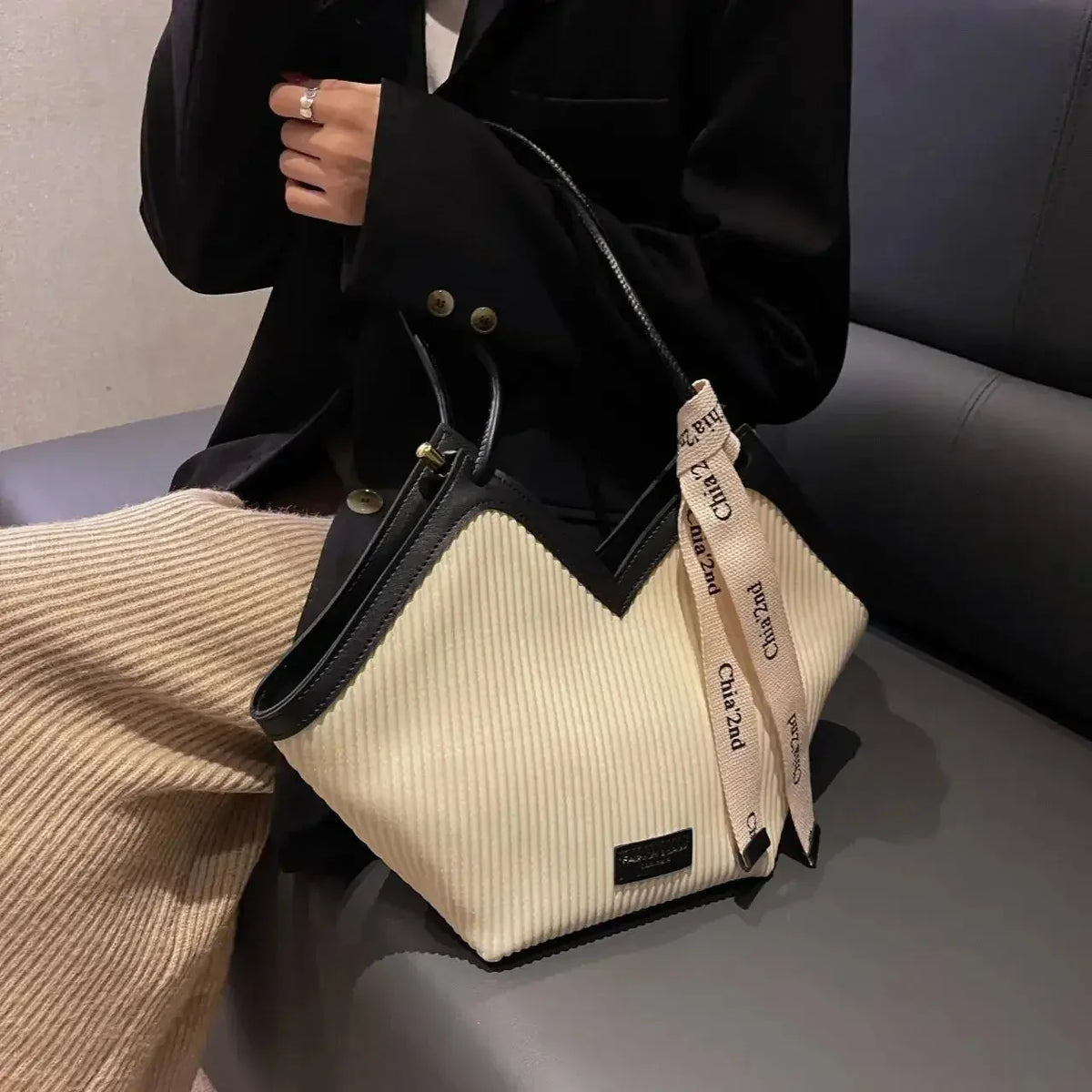 Sac à Main Femme Style Coréen – Sac Tote Casual en Canvas, Sac Bandoulière Commuter et Sac Élégant - Justyol