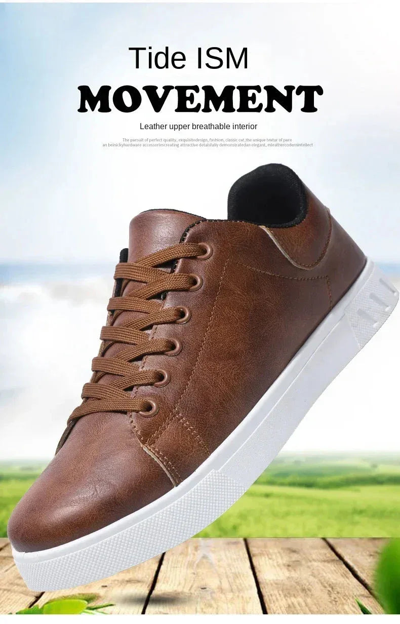 Chaussures Homme en Cuir Classiques – Baskets à Semelle Épaisse, Chaussures de Marche Tendances et Confortables - Justyol