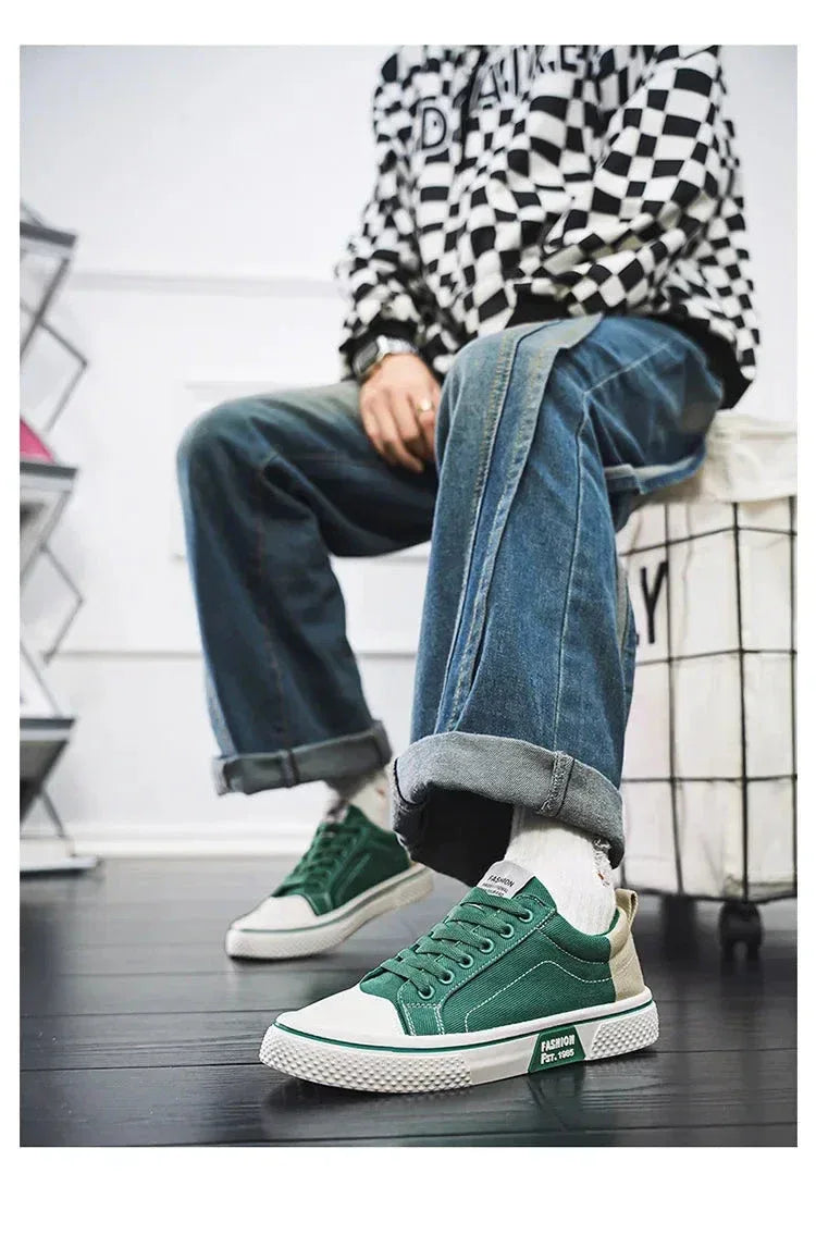 Chaussures Homme en Toile – Sneakers Skateboard Extérieures, Baskets Antidérapantes et Respirantes, Idéales pour la Marche et les Activités Casual - Justyol
