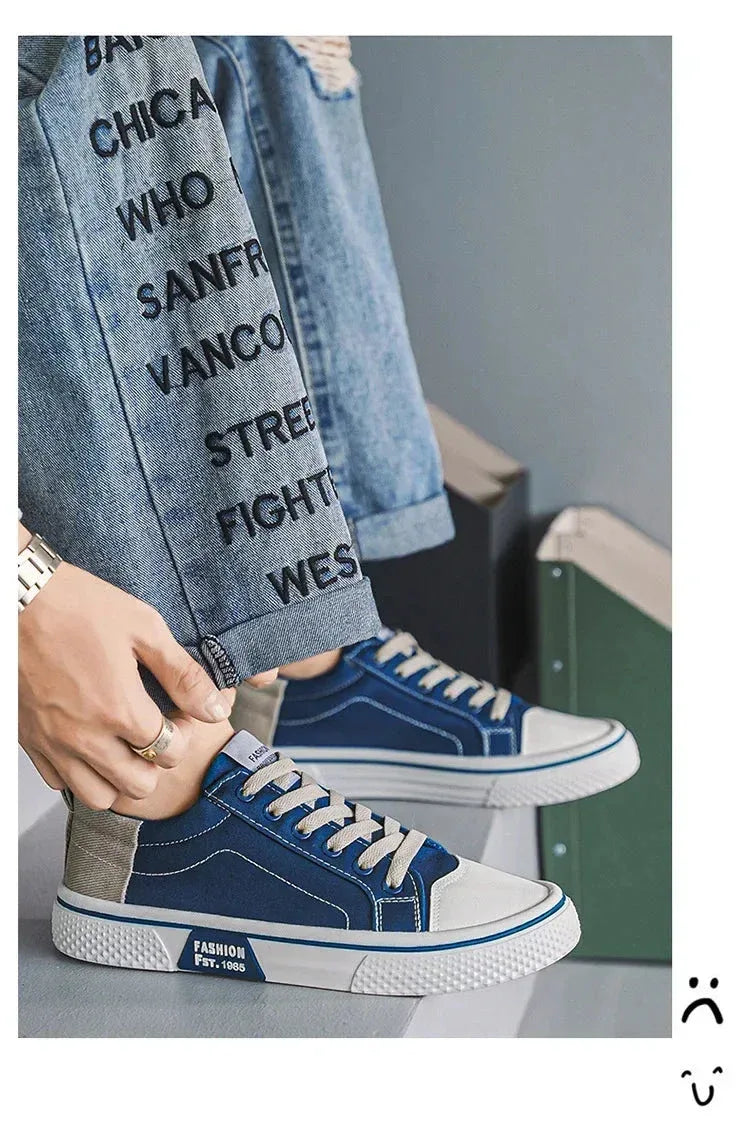 Chaussures Homme en Toile – Sneakers Skateboard Extérieures, Baskets Antidérapantes et Respirantes, Idéales pour la Marche et les Activités Casual - Justyol