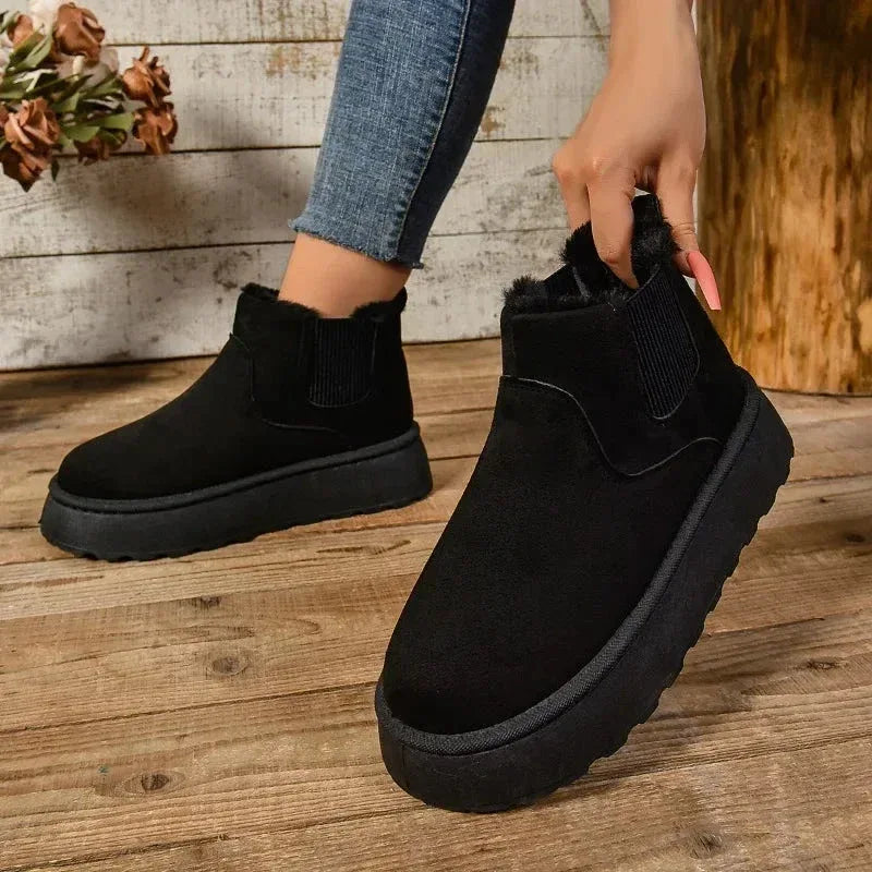 Bottes Femme Casual Hiver avec Texture Veloutée et Semelle Haute – Élégance et Confort - Justyol