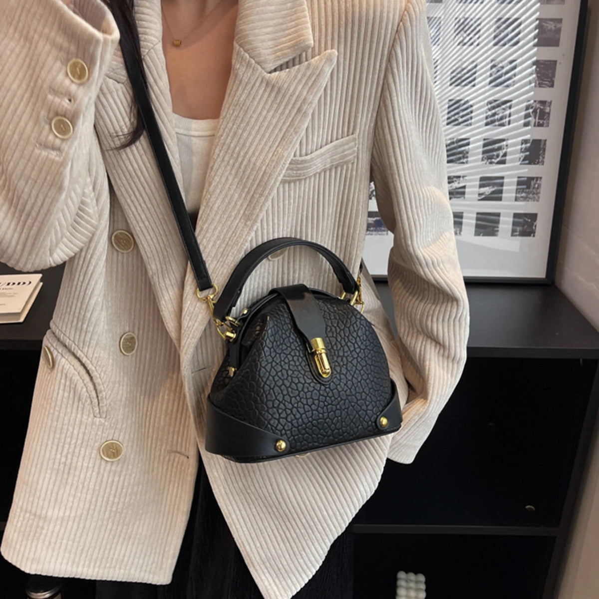 Sac à main léger PU détail bandoulière