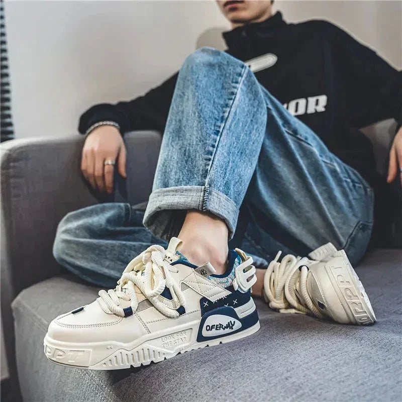 Chaussure Homme Casual avec Lacets et Semelle Élevée – Design Moderne et Confortable