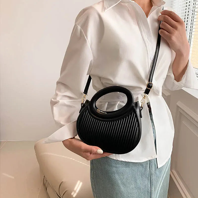 Sac à Main Femme – Sac Sous l'Aisselle Plissé, Sac Bandoulière en Silhouette Selle - Justyol