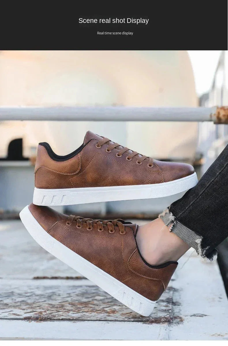 Chaussures Homme en Cuir Classiques – Baskets à Semelle Épaisse, Chaussures de Marche Tendances et Confortables - Justyol