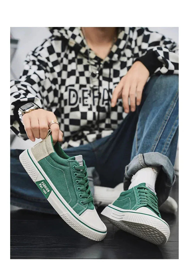 Chaussures Homme en Toile – Sneakers Skateboard Extérieures, Baskets Antidérapantes et Respirantes, Idéales pour la Marche et les Activités Casual - Justyol