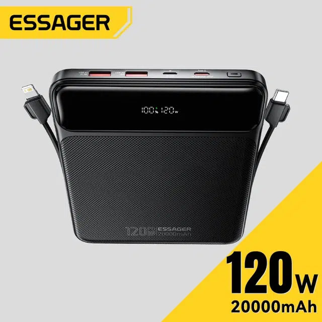 Power Bank Essager 120W 20000mAh noir vue de face