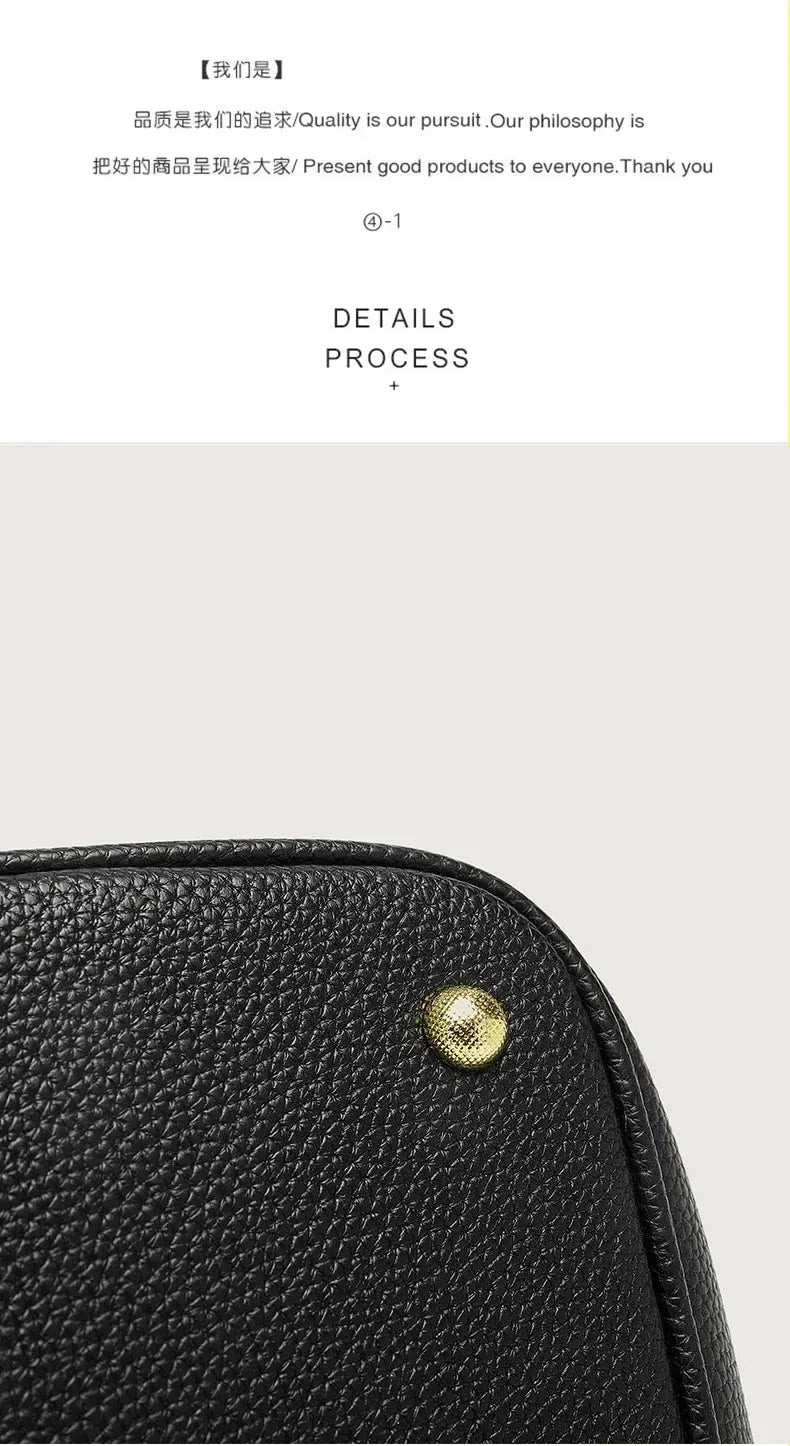 Sac à Main Femme en Forme de Seau – Sac Picotin avec Motif Lychee, Sac à Bandoulière Tendance - Justyol
