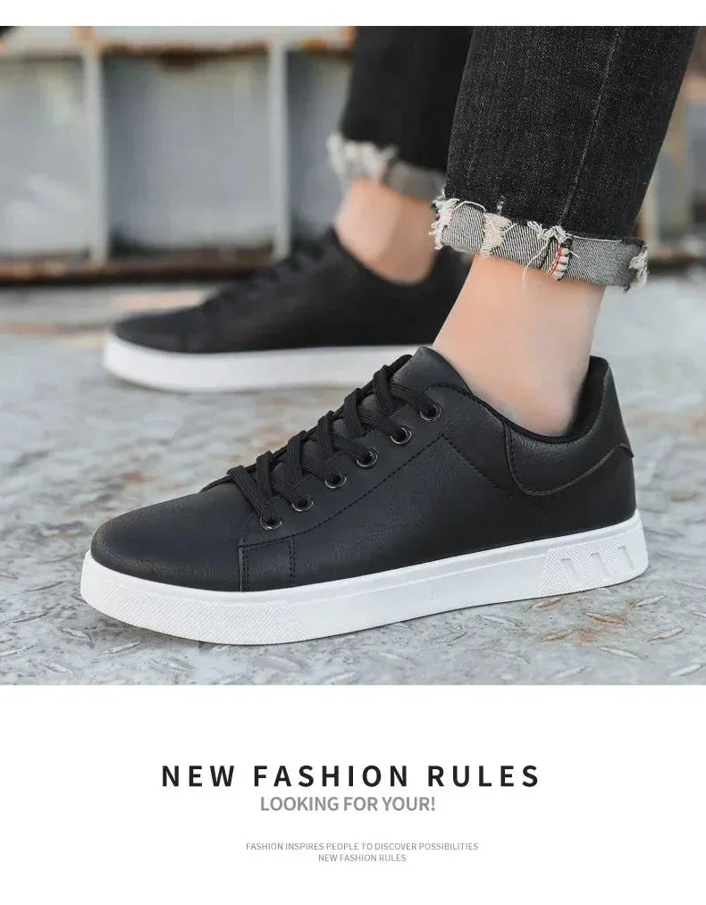 Chaussures Homme en Cuir Classiques – Baskets à Semelle Épaisse, Chaussures de Marche Tendances et Confortables - Justyol