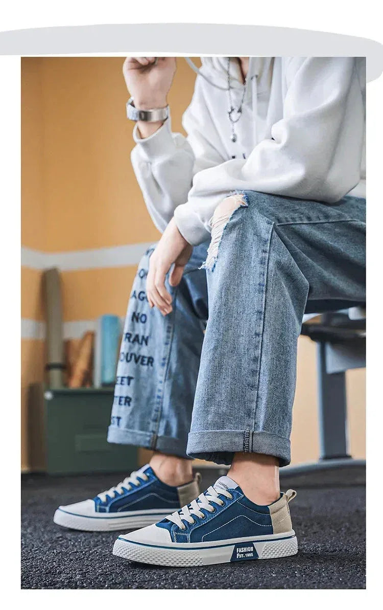 Chaussures Homme en Toile – Sneakers Skateboard Extérieures, Baskets Antidérapantes et Respirantes, Idéales pour la Marche et les Activités Casual - Justyol