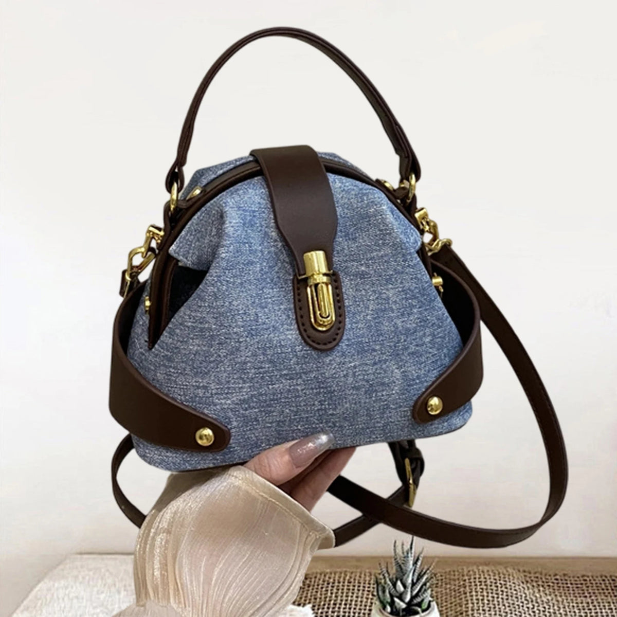 Sac bandoulière femme en PU léger à couleurs contrastées