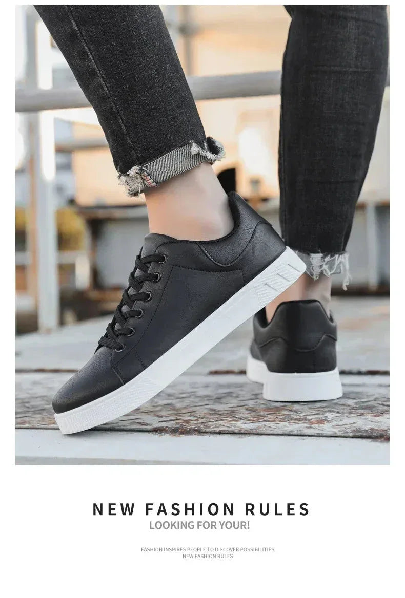 Chaussures Homme en Cuir Classiques – Baskets à Semelle Épaisse, Chaussures de Marche Tendances et Confortables - Justyol