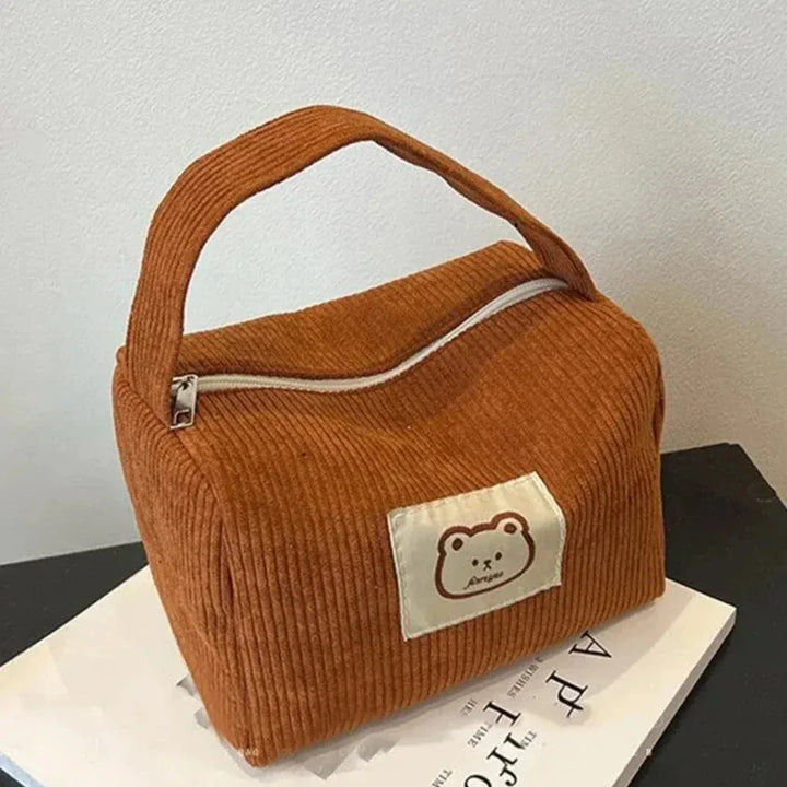 Sac à Maquillage Femme – Sac Cosmétique en Corduroy Doux, Sac Tendance Large Capacité avec Poignée