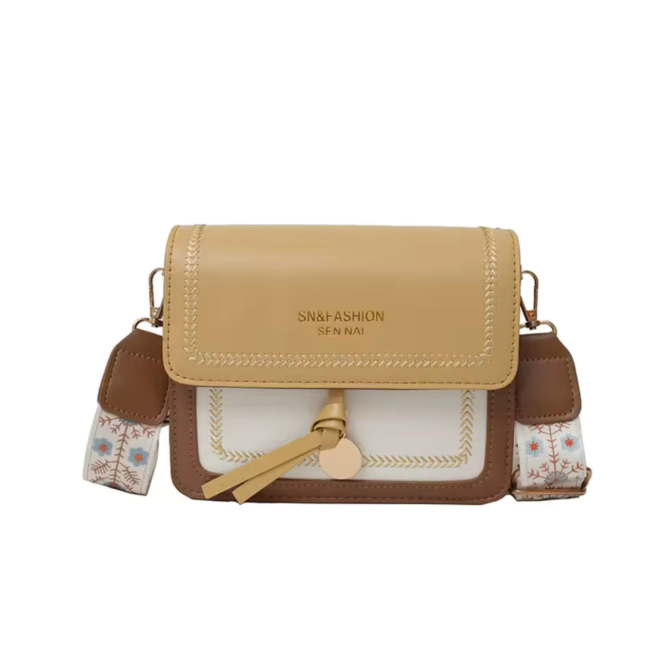 Sac à Main Femme Tendance – Sac Crossbody Petit Carré, Sac Bandoulière avec Bandoulière Large et Couleur Contrastée - Justyol