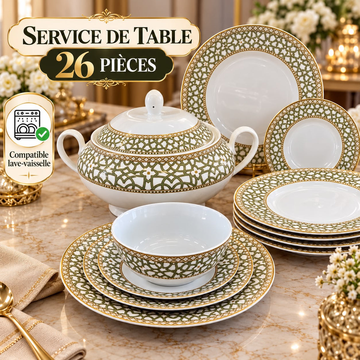 SERVICE 26PC  SOUPIERE + 6 BOL +6 ASSIETTE