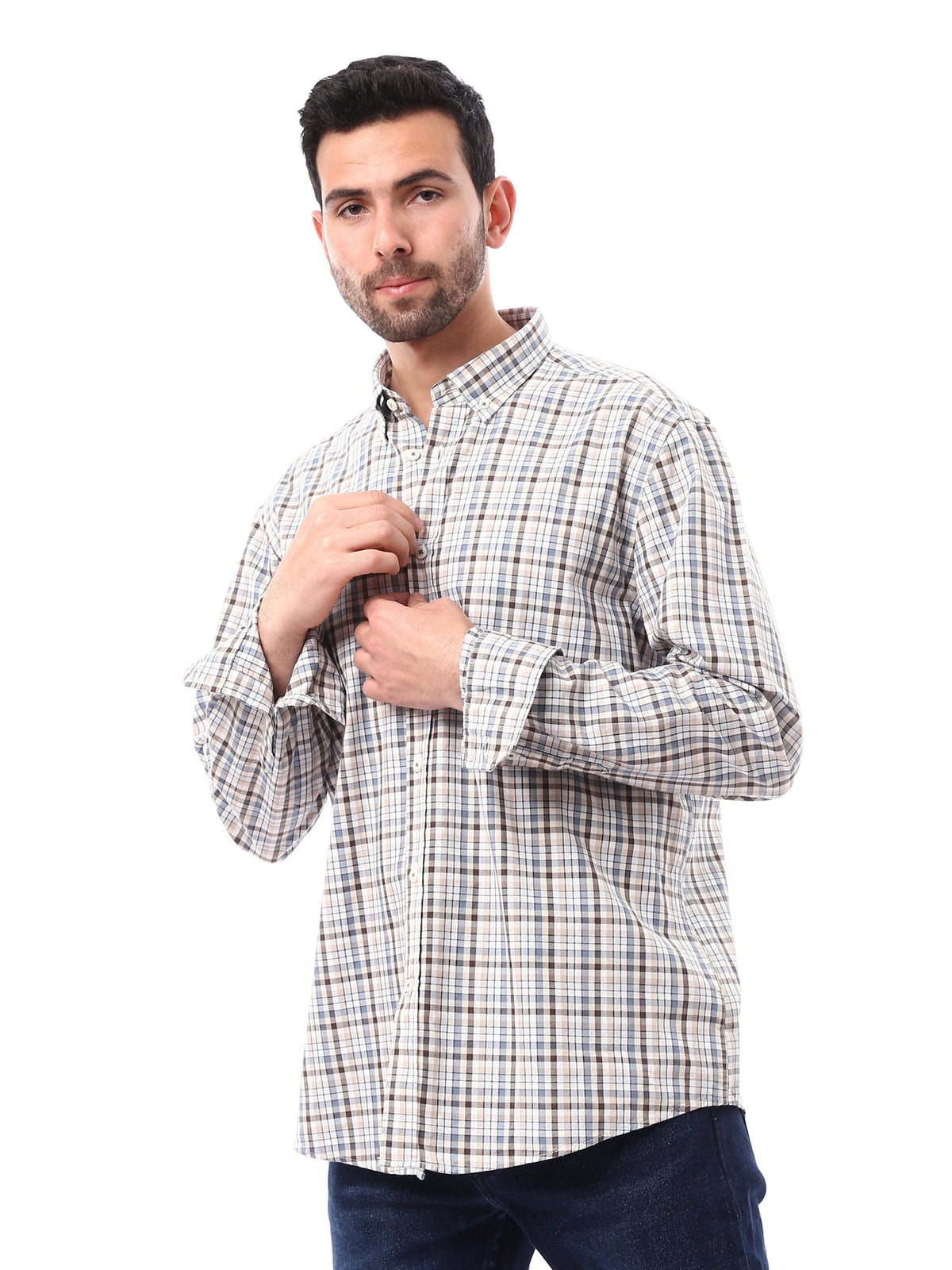 Chemise homme à manches longues à carreaux, classique et élégante – SHI24SCOR17408TM1