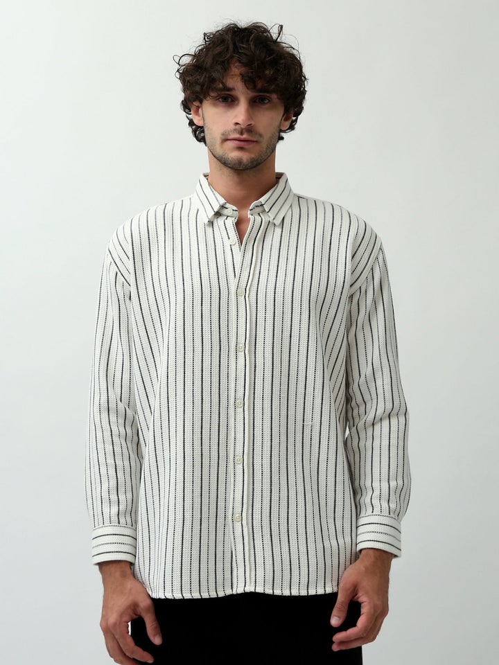 Chemise Homme à Rayures Verticales et Manches Longues - SHI24SSPR19470TM1