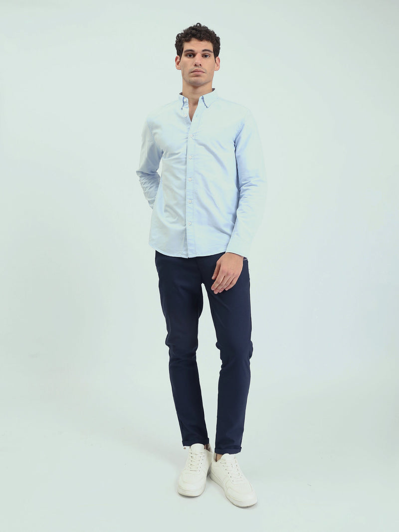 قميص رجالي بأكمام طويلة وياقة Button-Down وقصة Regular – كاجوال شيك - SHI25GEOR19000TM1