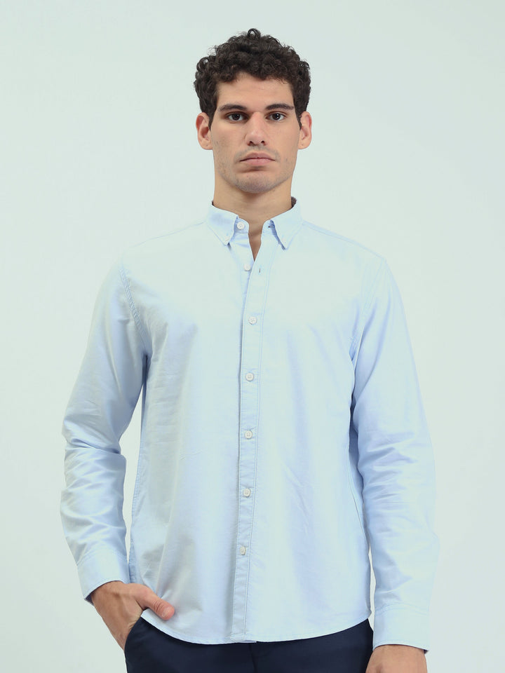 قميص رجالي بأكمام طويلة وياقة Button-Down وقصة Regular – كاجوال شيك - SHI25GEOR19000TM1