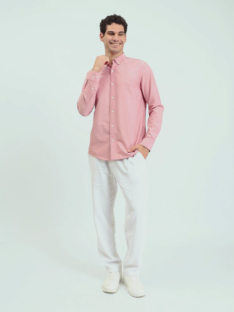 قميص رجالي بأكمام طويلة وياقة Button-Down وقصة Regular – كاجوال شيك - SHI25GEOR19000TM1
