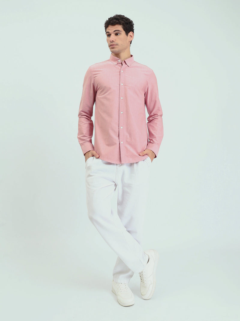 قميص رجالي بأكمام طويلة وياقة Button-Down وقصة Regular – كاجوال شيك - SHI25GEOR19000TM1