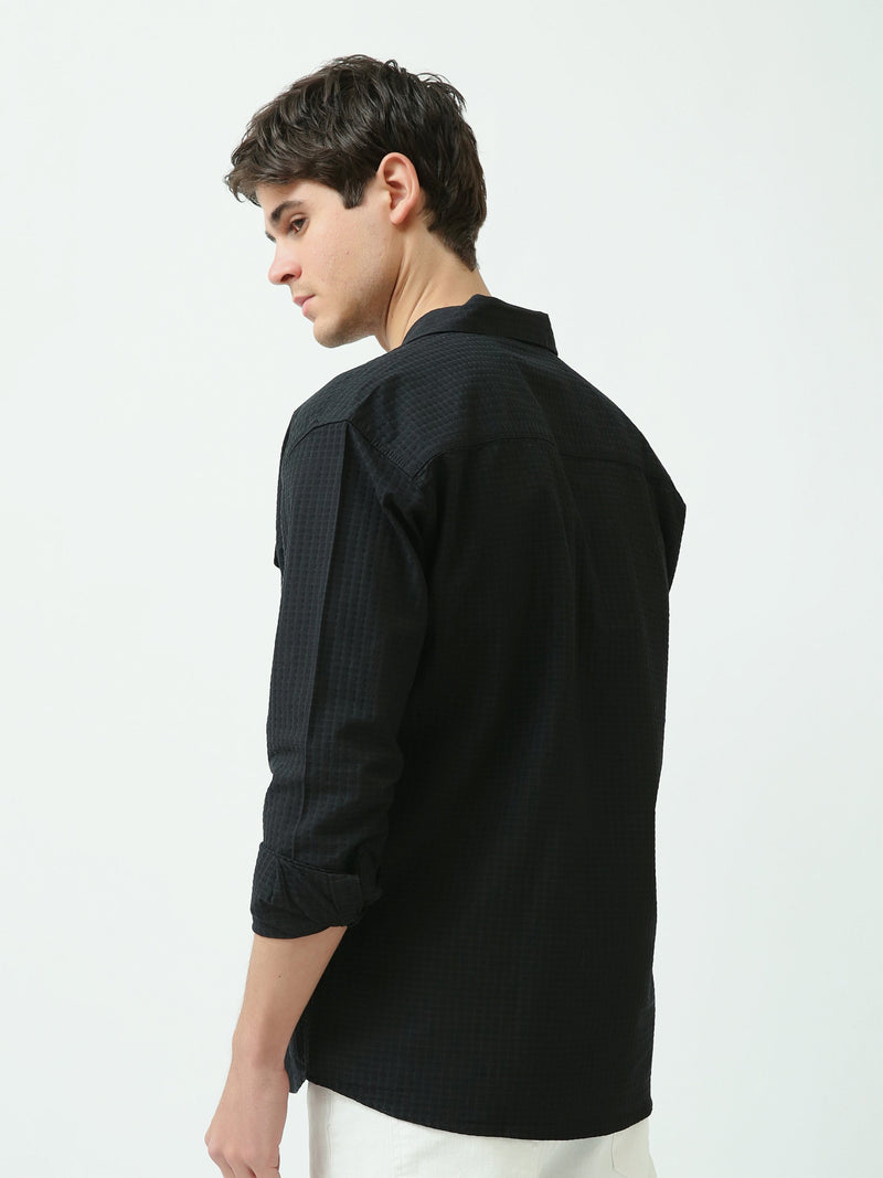 قميص رجالي منسوج بقصة Regular Fit وجيوب على الصدر – كاجوال شيك - SHI25SECR19540TM1