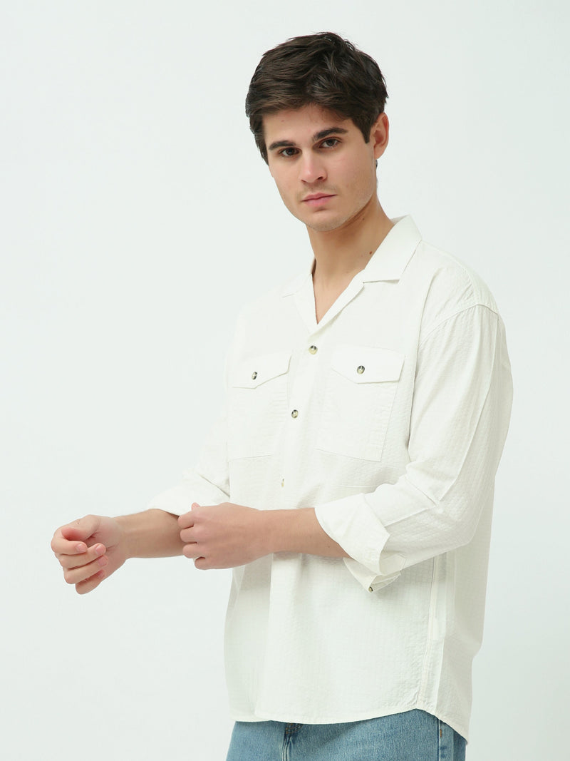 قميص رجالي منسوج بقصة Regular Fit وجيوب على الصدر – كاجوال شيك - SHI25SECR19540TM1