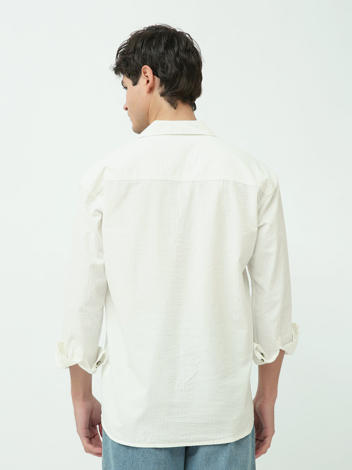 قميص رجالي منسوج بقصة Regular Fit وجيوب على الصدر – كاجوال شيك - SHI25SECR19540TM1